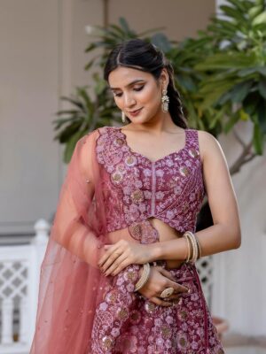 Women's Bridal Art Silk Lehenga Choli Dupatta Set