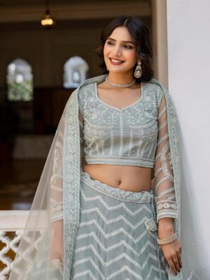 Women's Georgette Sequin Lehenga Choli Dupatta Set